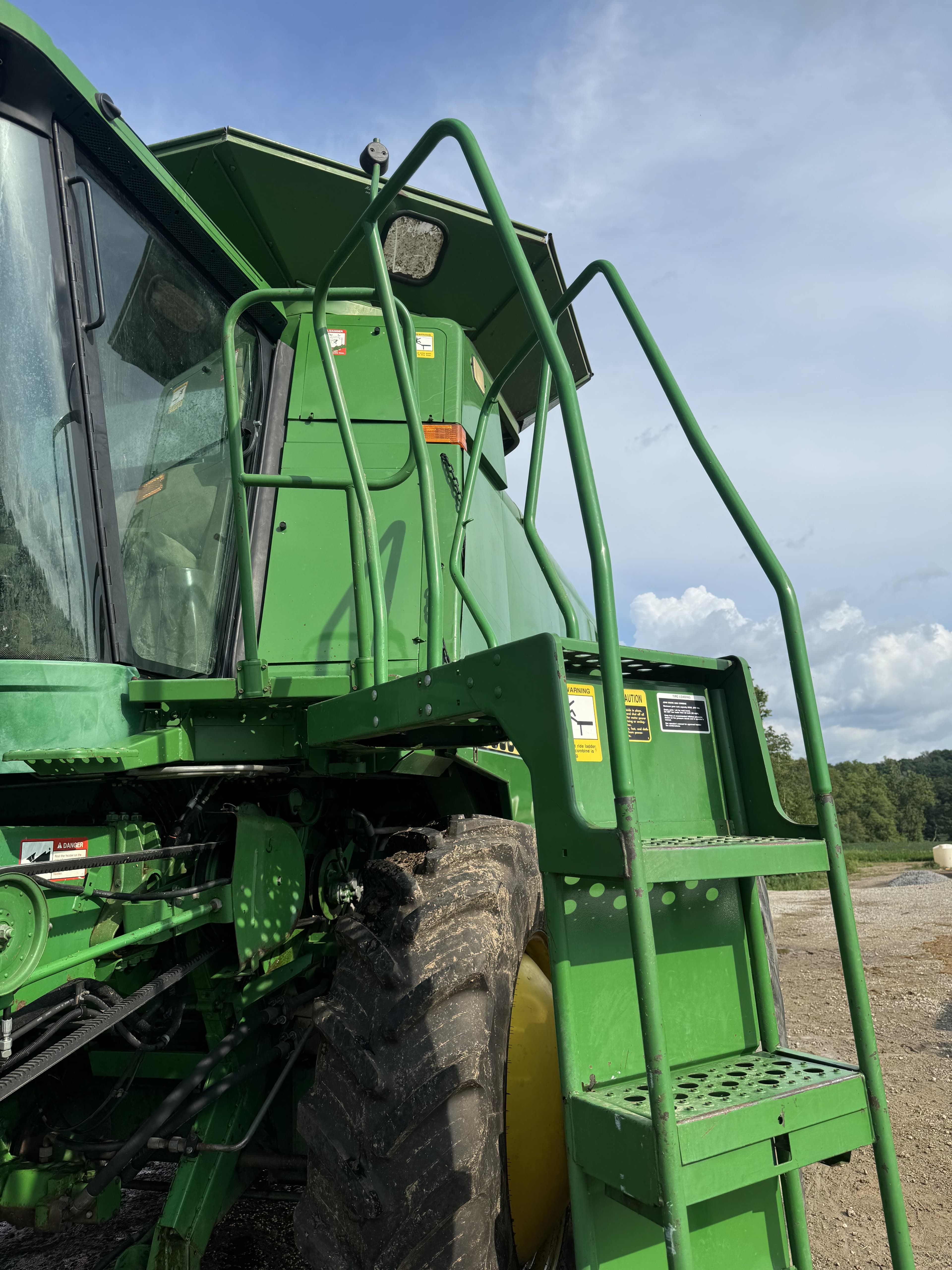 Clean John Deere combine after pressure wash
